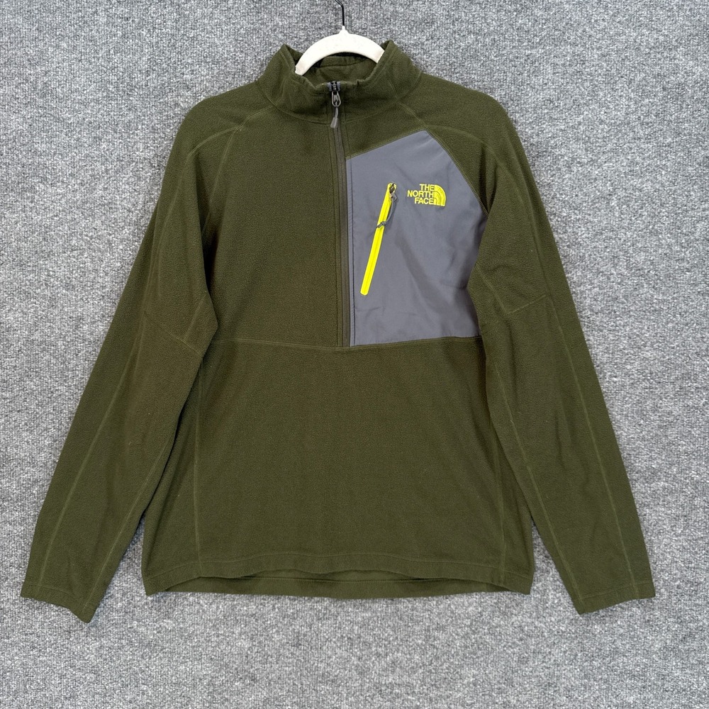 The North Face Sweatshirt Mens Large Green Fleece 1//4 Zip Chest Pocket Pullover